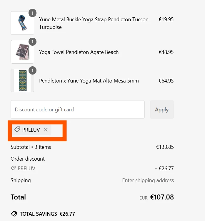 Yune Yoga verified Coupon code PRELUV